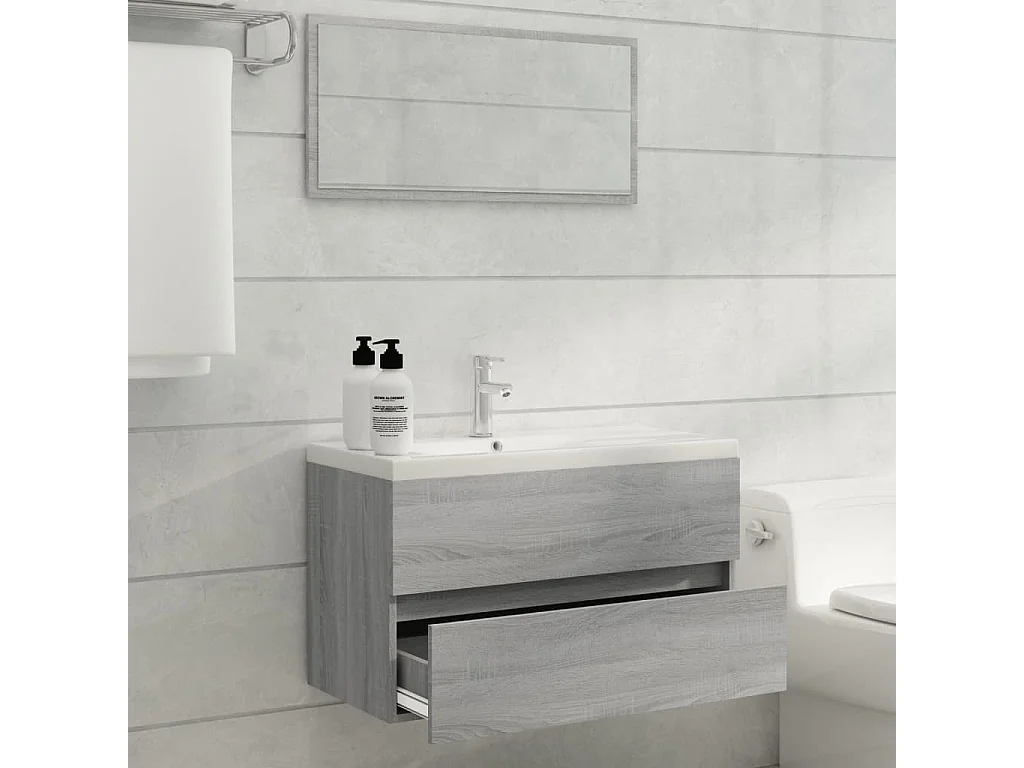 Ensemble de meubles salle de bain 2 pcs Sonoma gris FR90271