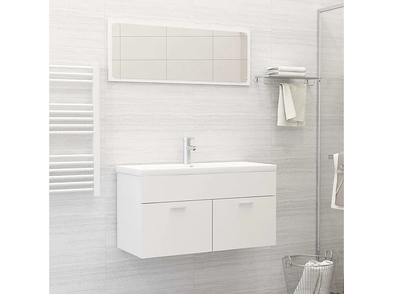 Conjunto de muebles de baño 2 piezas contrachapada blanco ES498607