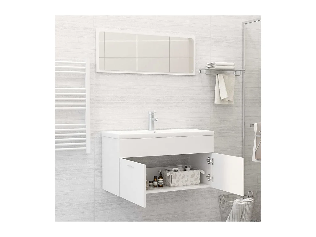 Ensemble de meubles salle de bain 2 pcs Blanc Aggloméré FR99458