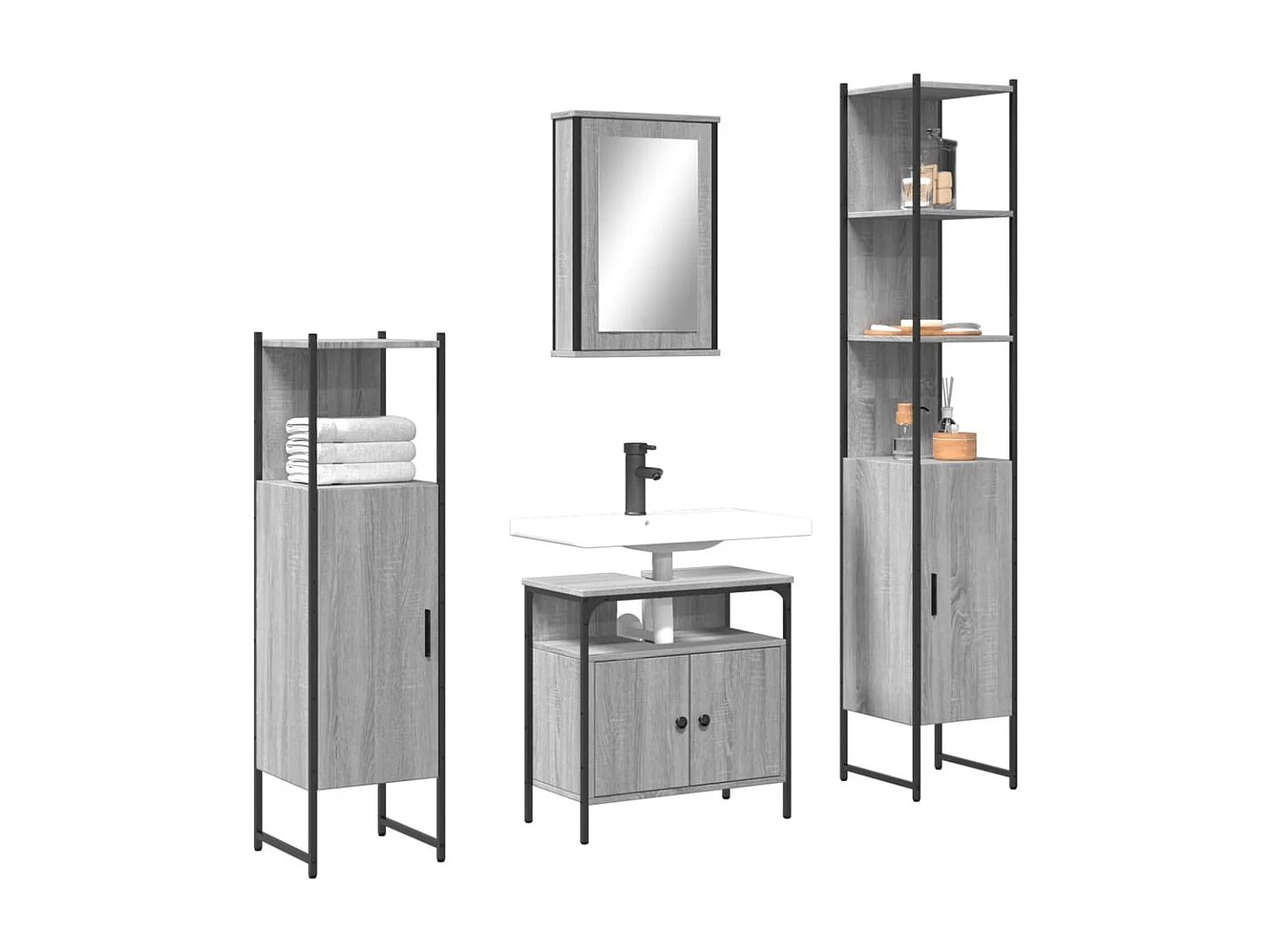 Ensemble de meubles salle de bain 4 pcs Sonoma gris FR40631