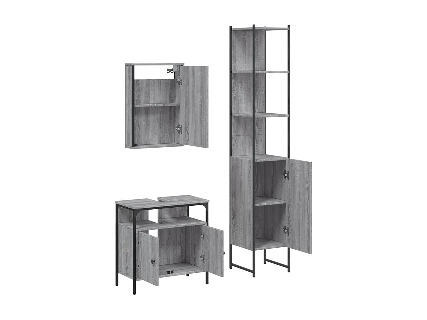 Ensemble de meubles salle de bain 3 pcs Sonoma gris FR14017