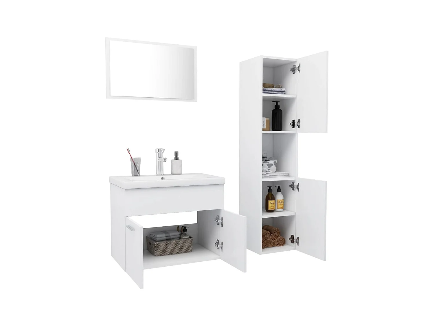 Ensemble de meubles salle de bain Blanc Aggloméré FR88097