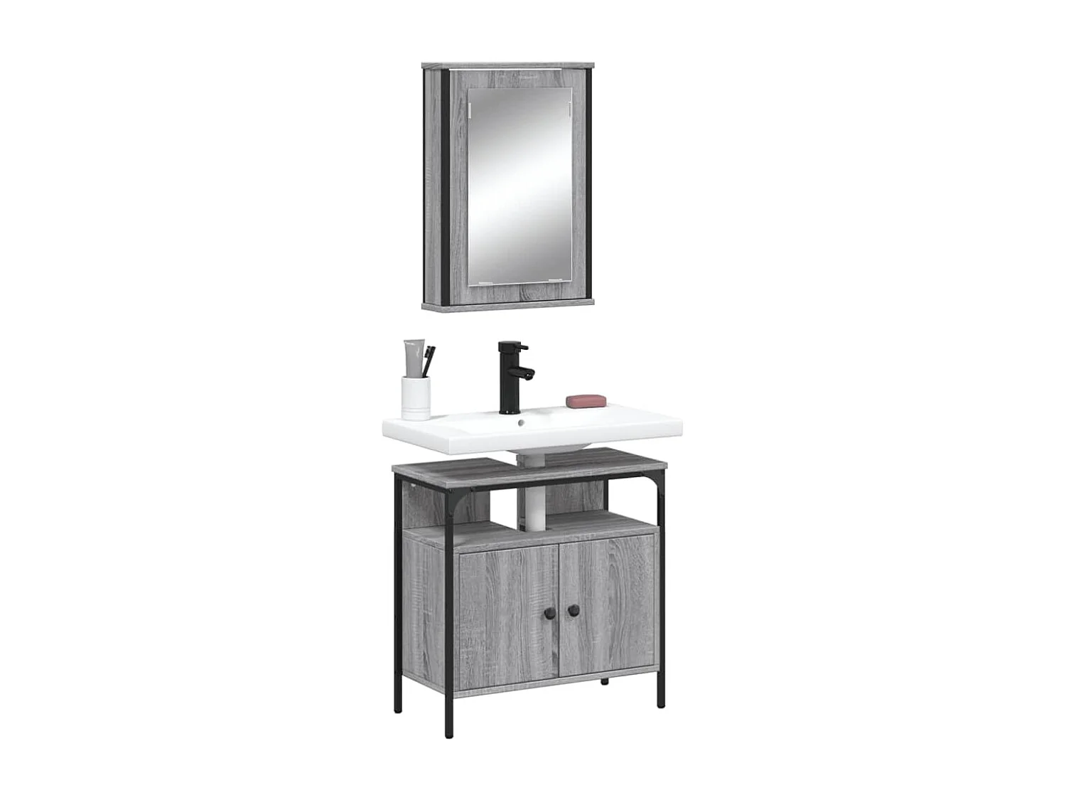 Ensemble de meubles salle de bain 2 pcs Sonoma gris FR60764