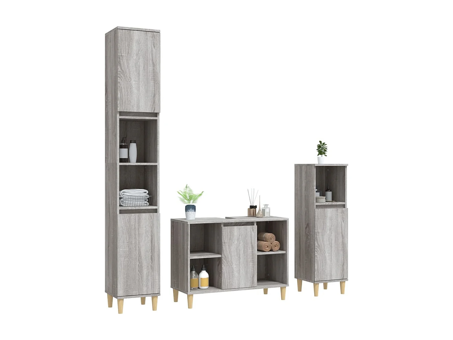 Ensemble de meubles salle de bain 3 pcs Sonoma gris FR31218