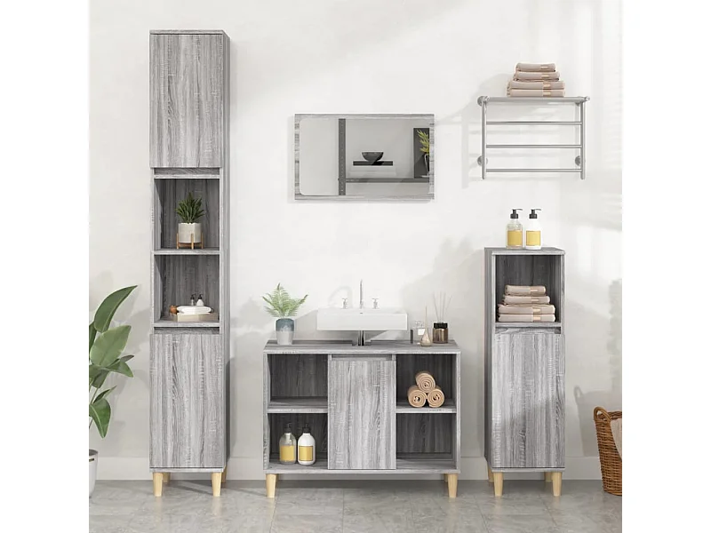 Ensemble de meubles salle de bain 3 pcs Sonoma gris FR31218