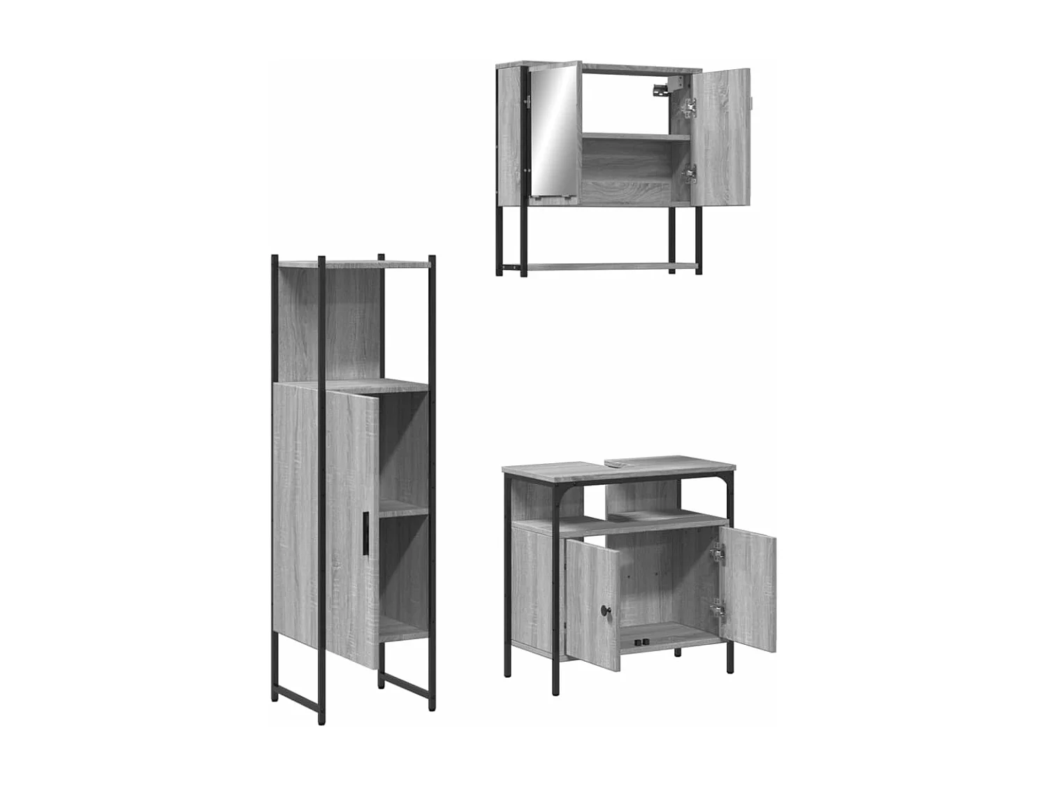 Ensemble de meubles salle de bain 3 pcs Sonoma gris FR10169