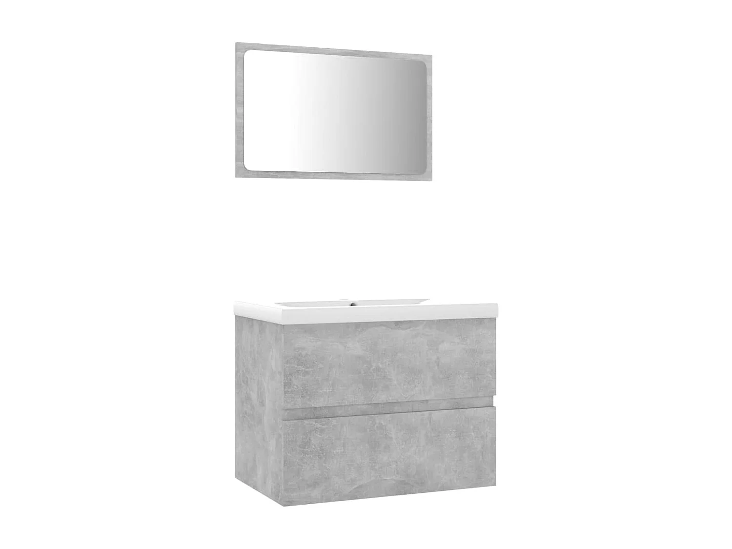 Ensemble de meubles salle de bain gris béton bois ingénierie FR99949