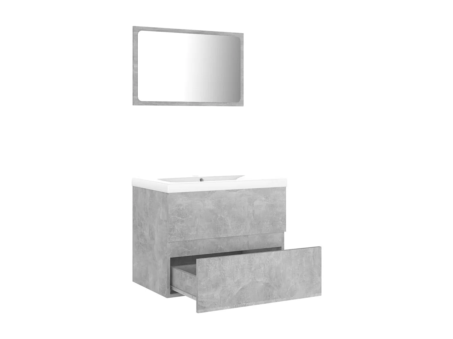 Ensemble de meubles salle de bain gris béton bois ingénierie FR99949