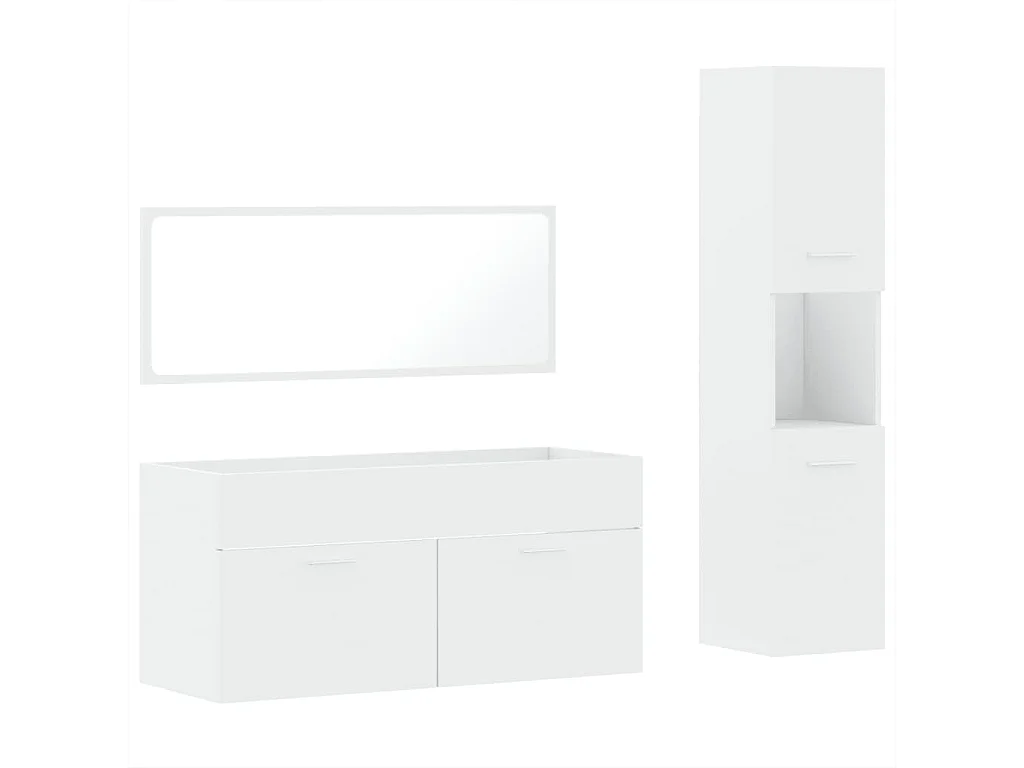 3 pcs conjunto móveis casa de banho derivados de madeira branco PT461402