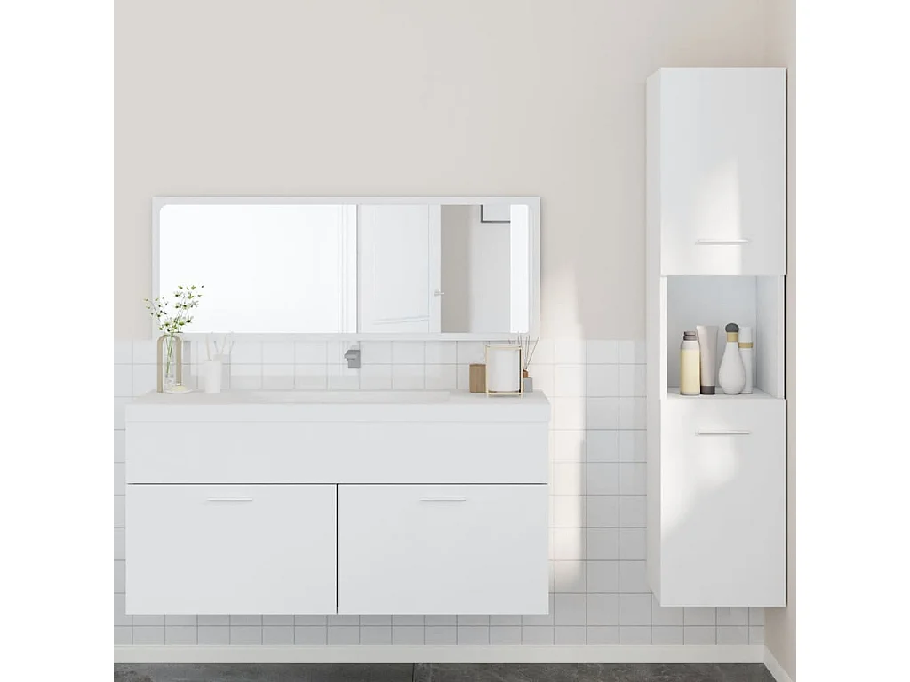 Ensemble de meubles salle de bain 3 pcs blanc bois d'ingénierie FR92212