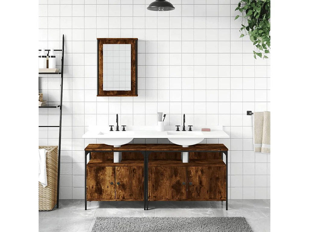 Ensemble de meubles salle de bain 3 pcs Chêne fumé FR37367