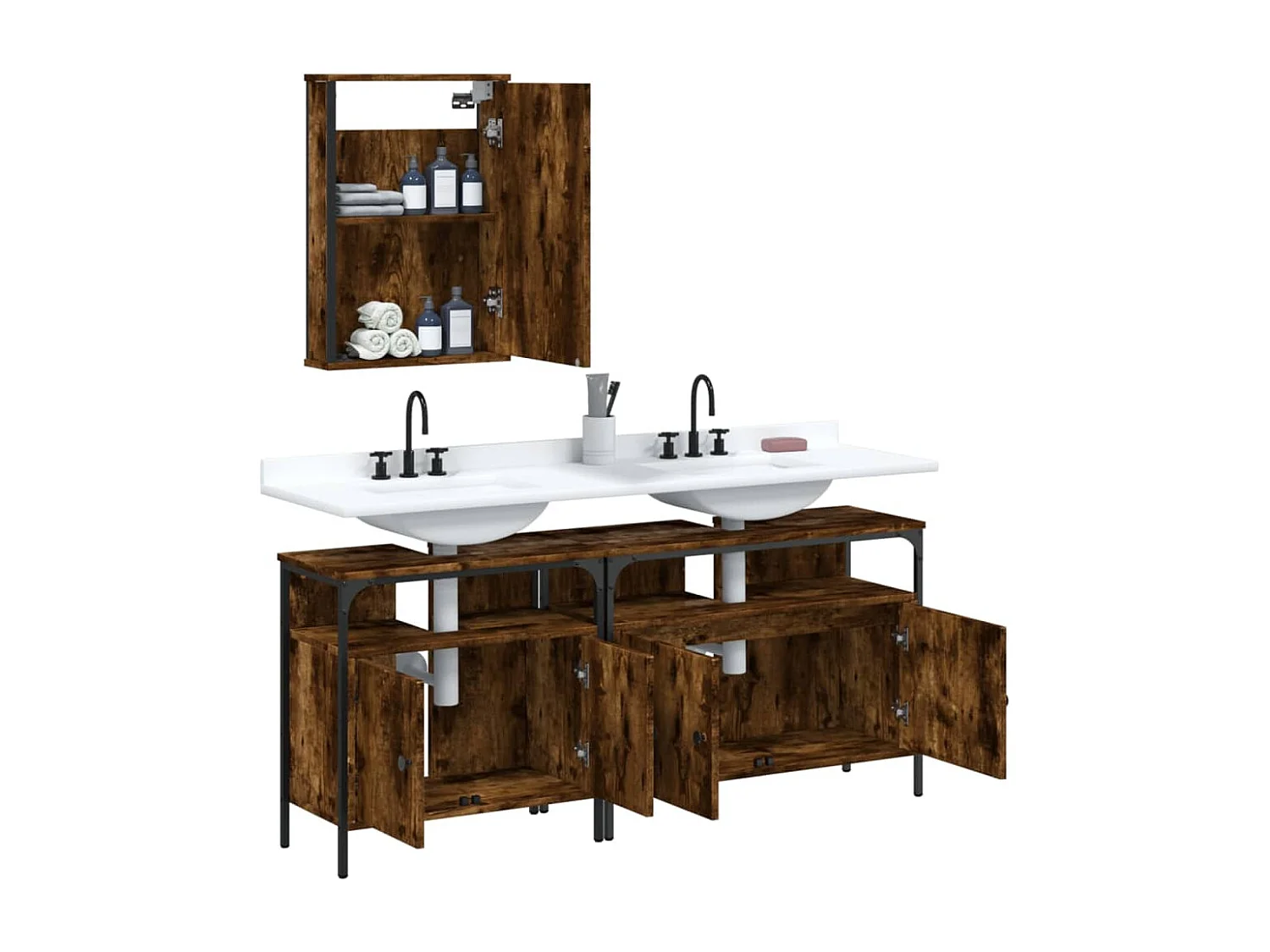 Ensemble de meubles salle de bain 3 pcs Chêne fumé FR37367