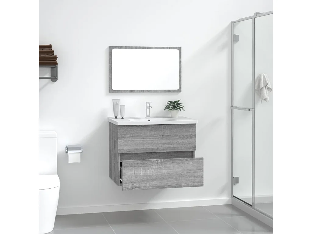 Set de muebles de baño 2 pzas madera contrachapada gris sonoma ES482672