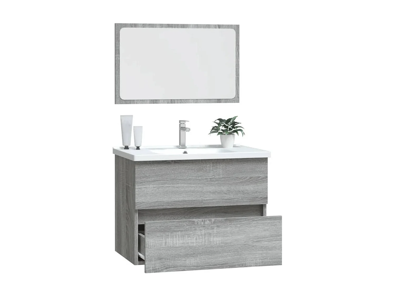Set de muebles de baño 2 pzas madera contrachapada gris sonoma ES482672