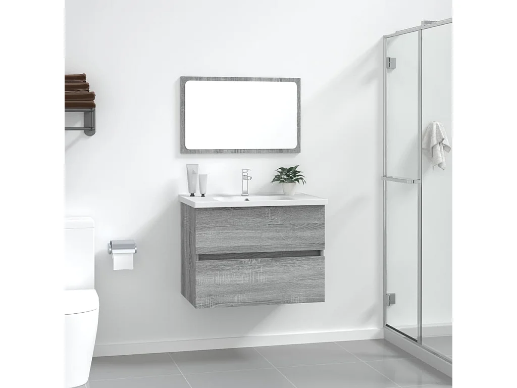 Ensemble de meubles salle de bain 2 pcs Sonoma gris FR33861