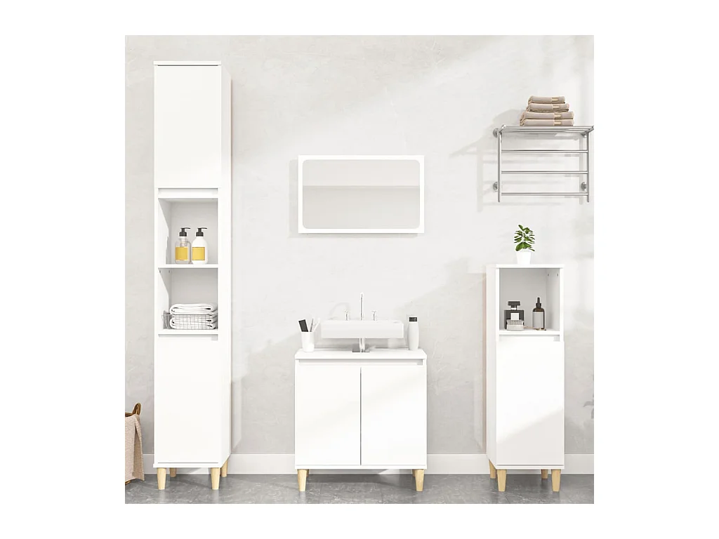 Ensemble de meubles salle de bain 3 pcs blanc bois d'ingénierie FR32423