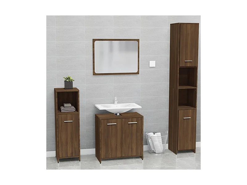 Ensemble de meubles salle de bain Chêne marron Bois d'ingénierie FR23094
