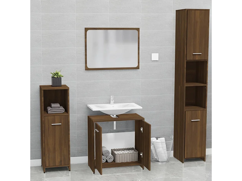 Ensemble de meubles salle de bain Chêne marron Bois d'ingénierie FR23094