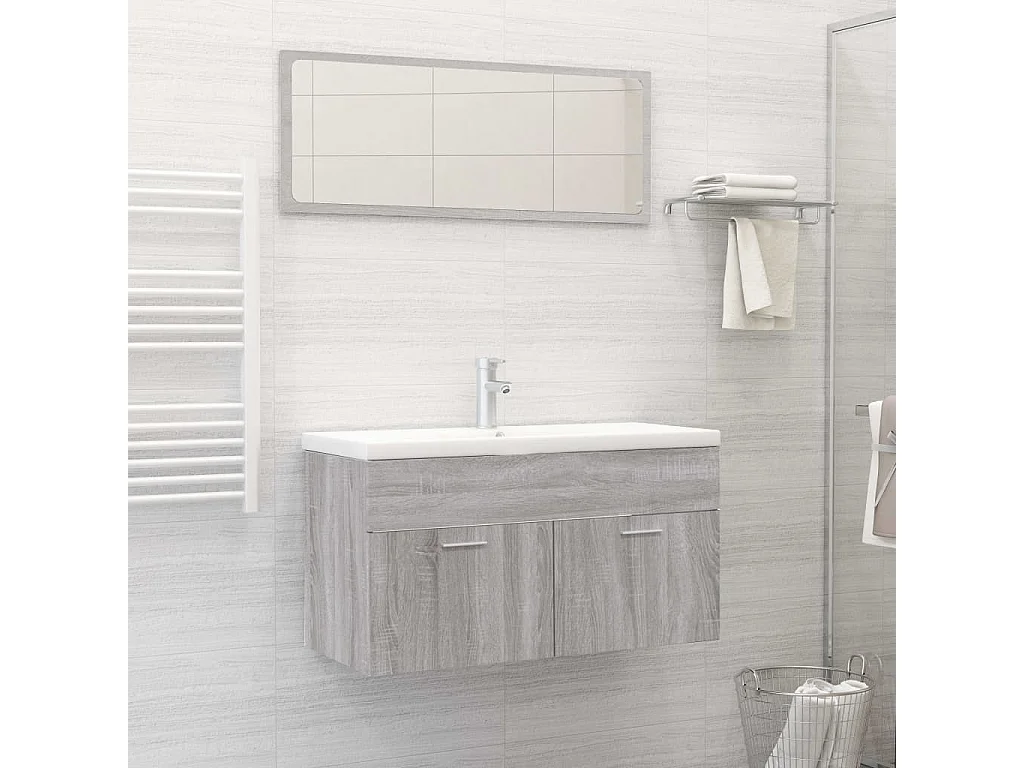 Ensemble de meubles salle de bain 2 pcs Sonoma gris FR24115