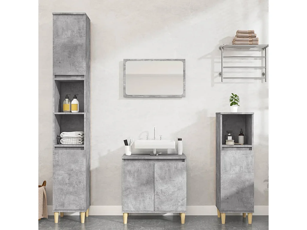 Ensemble de meubles salle de bain 3 pcs gris béton FR25971