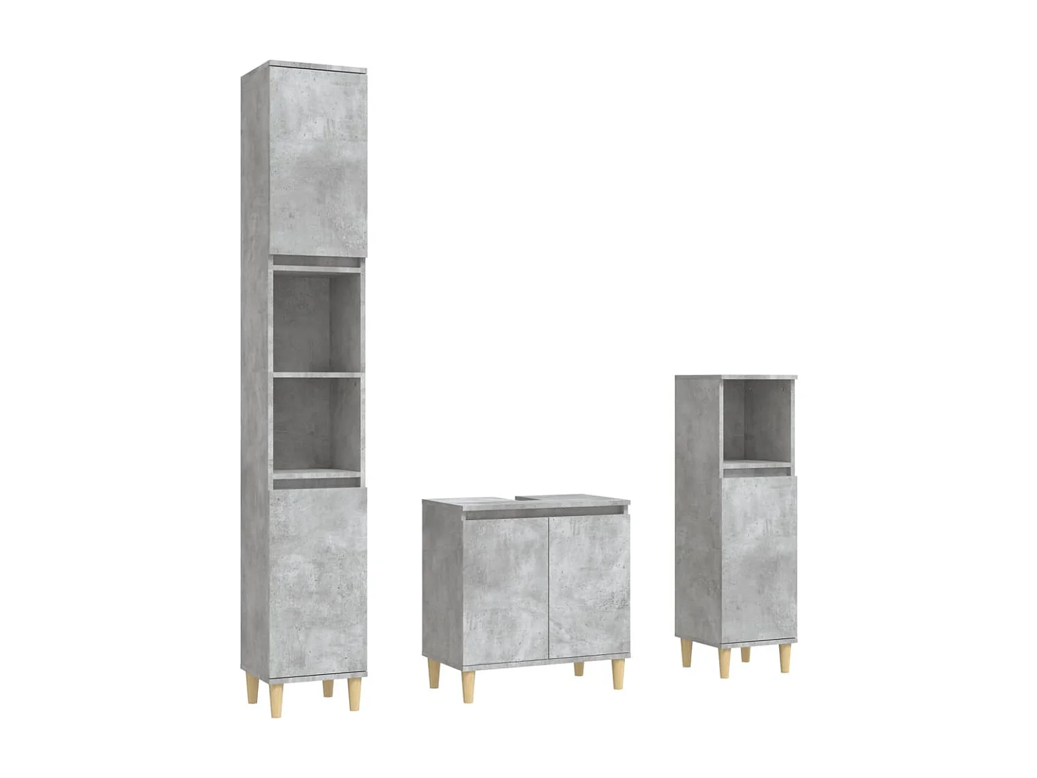 Ensemble de meubles salle de bain 3 pcs gris béton FR25971