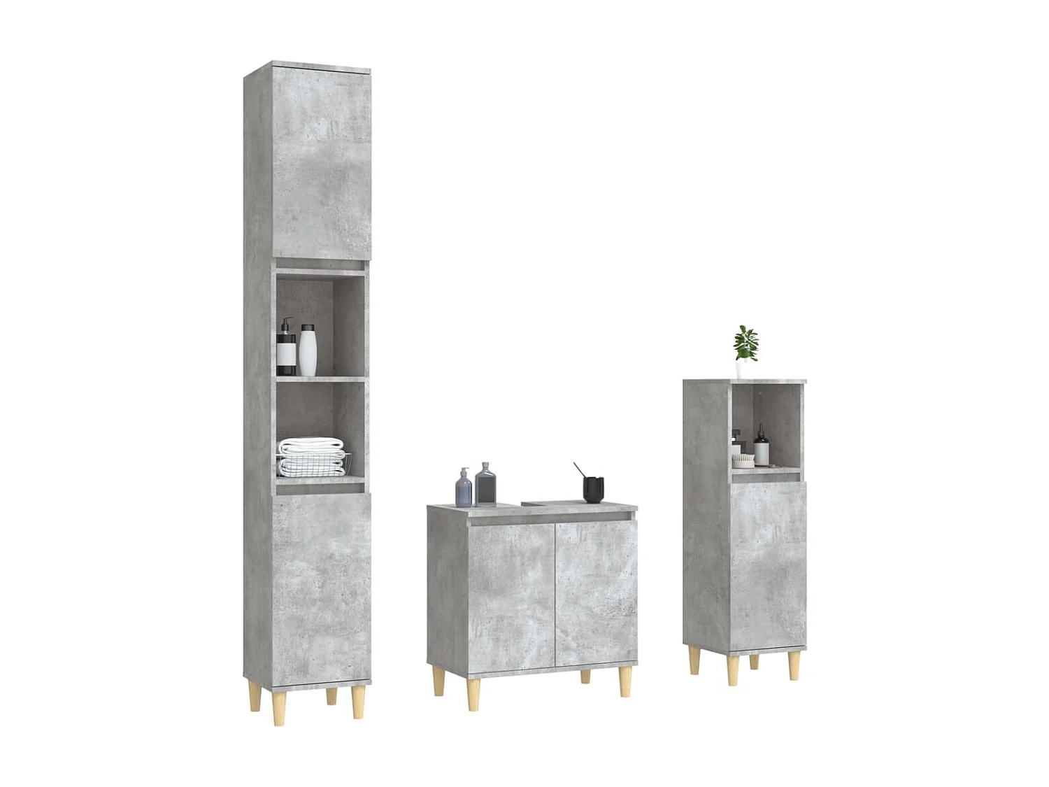 Ensemble de meubles salle de bain 3 pcs gris béton FR25971