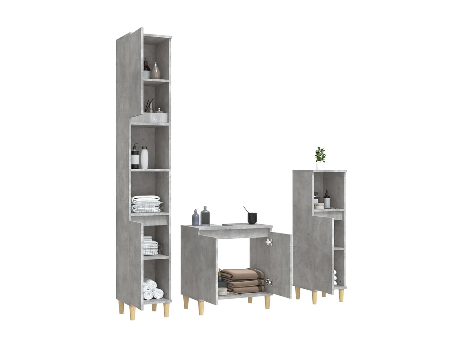 Ensemble de meubles salle de bain 3 pcs gris béton FR25971