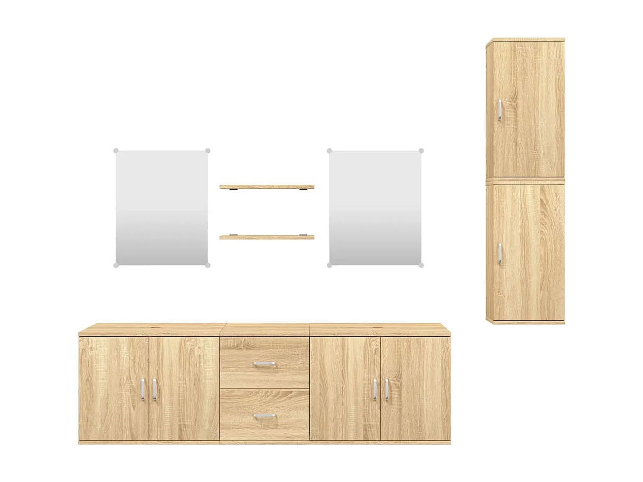 Ensemble de meubles salle de bain 7 pcs chêne bois d'ingénierie FR14140