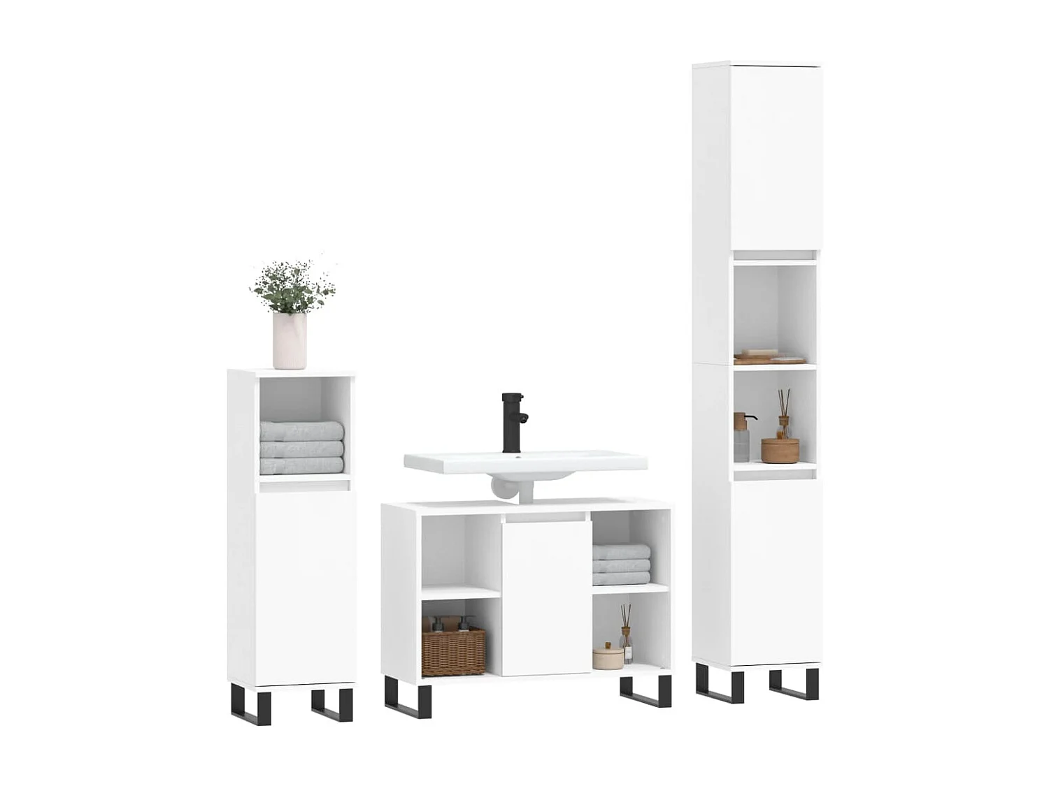 Ensemble de meubles salle de bain 3 pcs blanc bois d'ingénierie FR74426