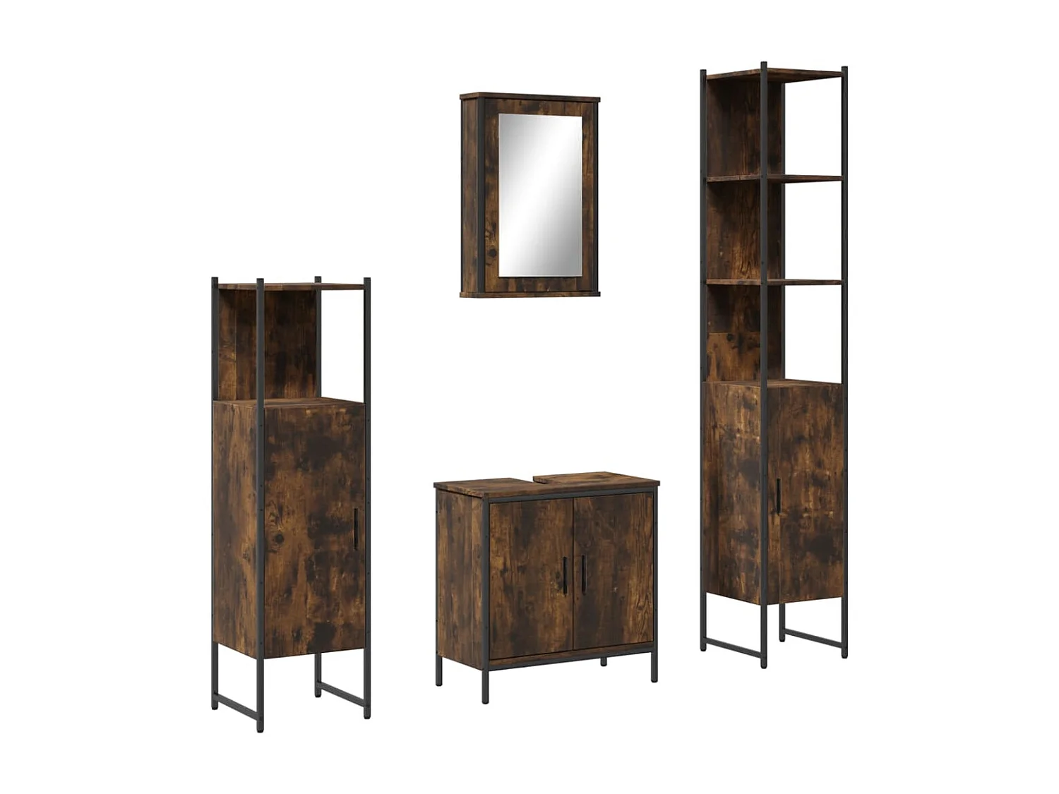 Ensemble de meubles salle de bain 4 pcs Chêne fumé Bois FR62355