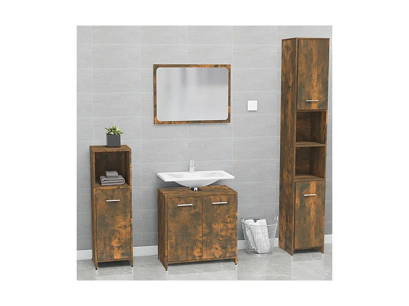 Ensemble de meubles salle de bain Chêne fumé Bois d'ingénierie FR52841