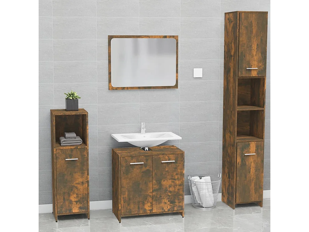 Ensemble de meubles salle de bain Chêne fumé Bois d'ingénierie FR52841