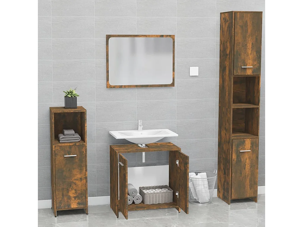 Ensemble de meubles salle de bain Chêne fumé Bois d'ingénierie FR52841