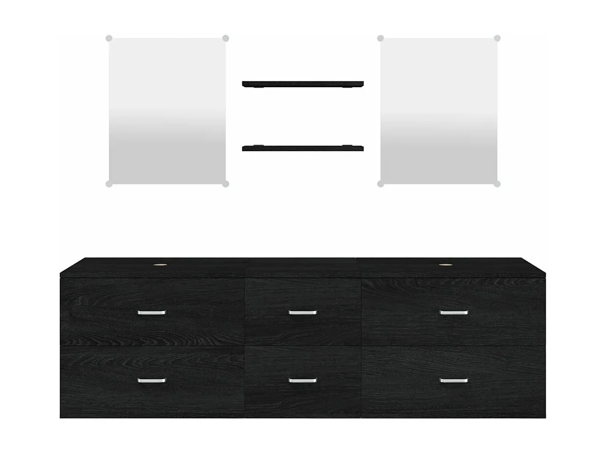 Ensemble de meubles salle de bain 5 pcs noir bois d'ingénierie FR42490