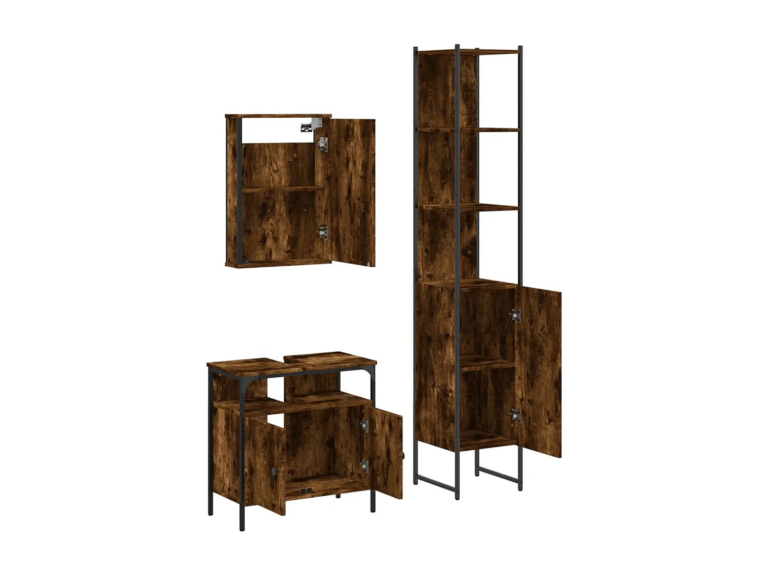 Ensemble de meubles salle de bain 3 pcs Chêne fumé FR87113