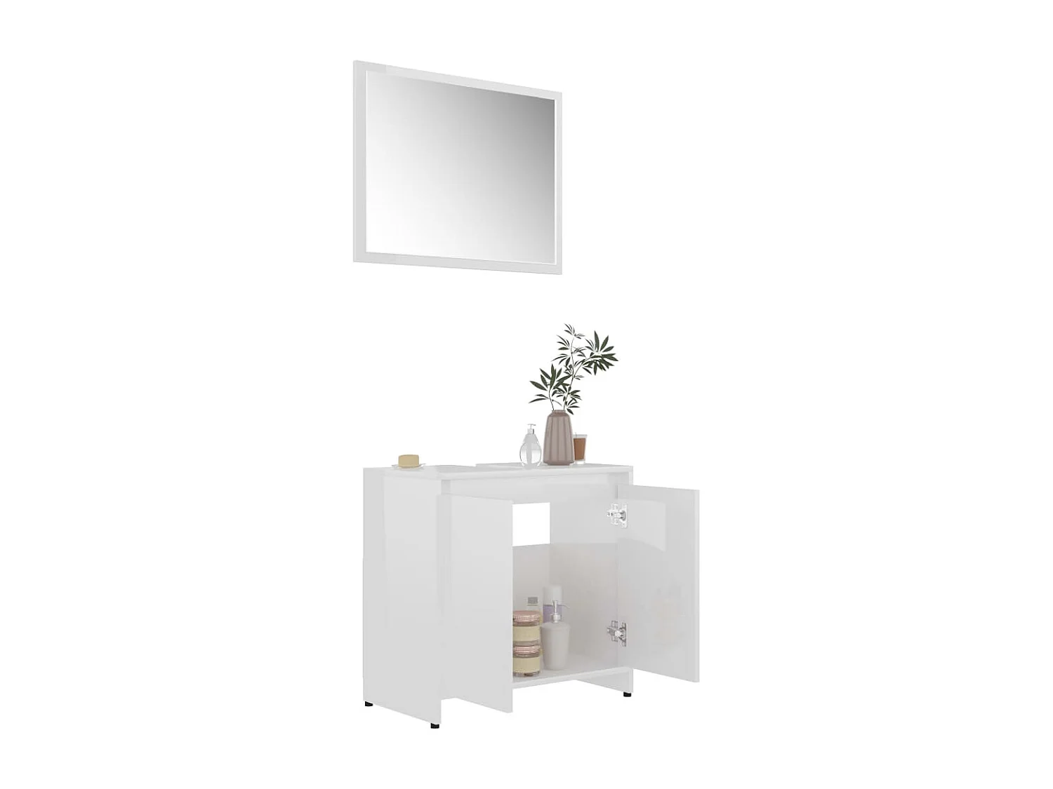 Ensemble de meubles salle de bain Blanc brillant Bois d'ingénierie FR72707