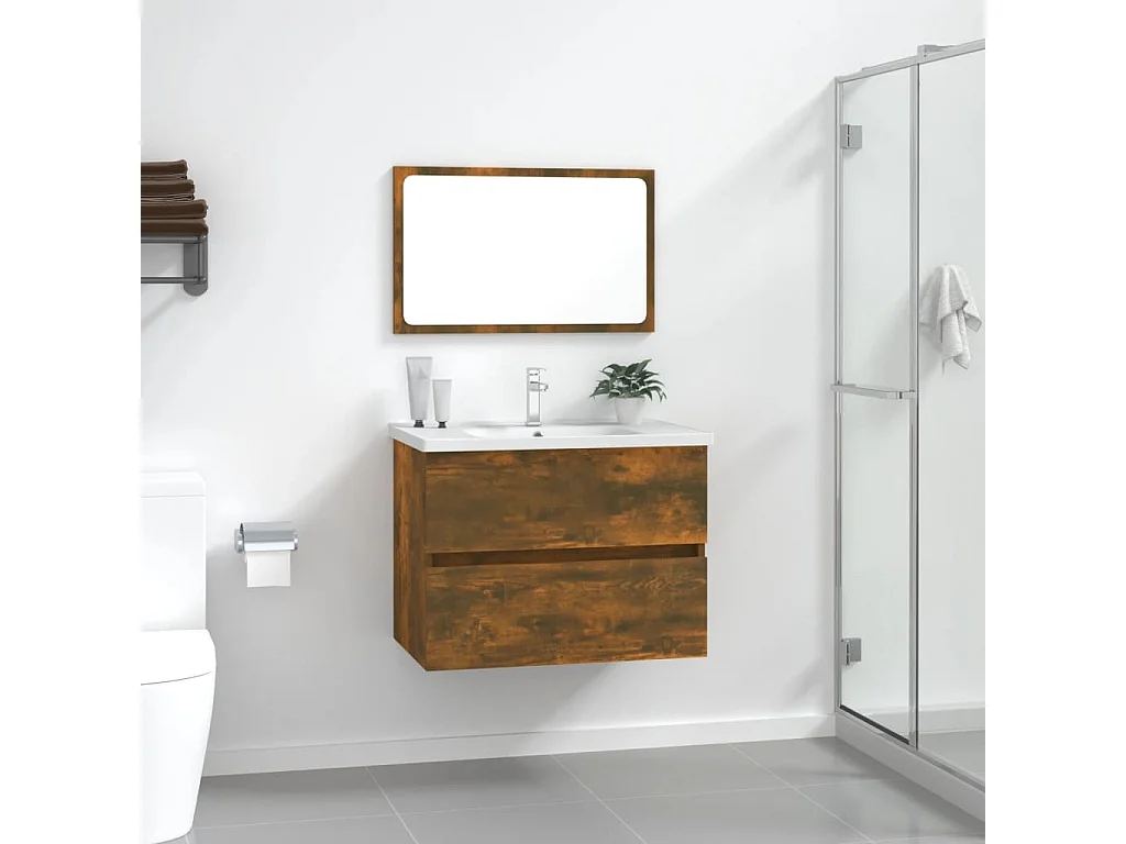 Ensemble de meubles salle de bain 2 pcs Chêne fumé FR42801