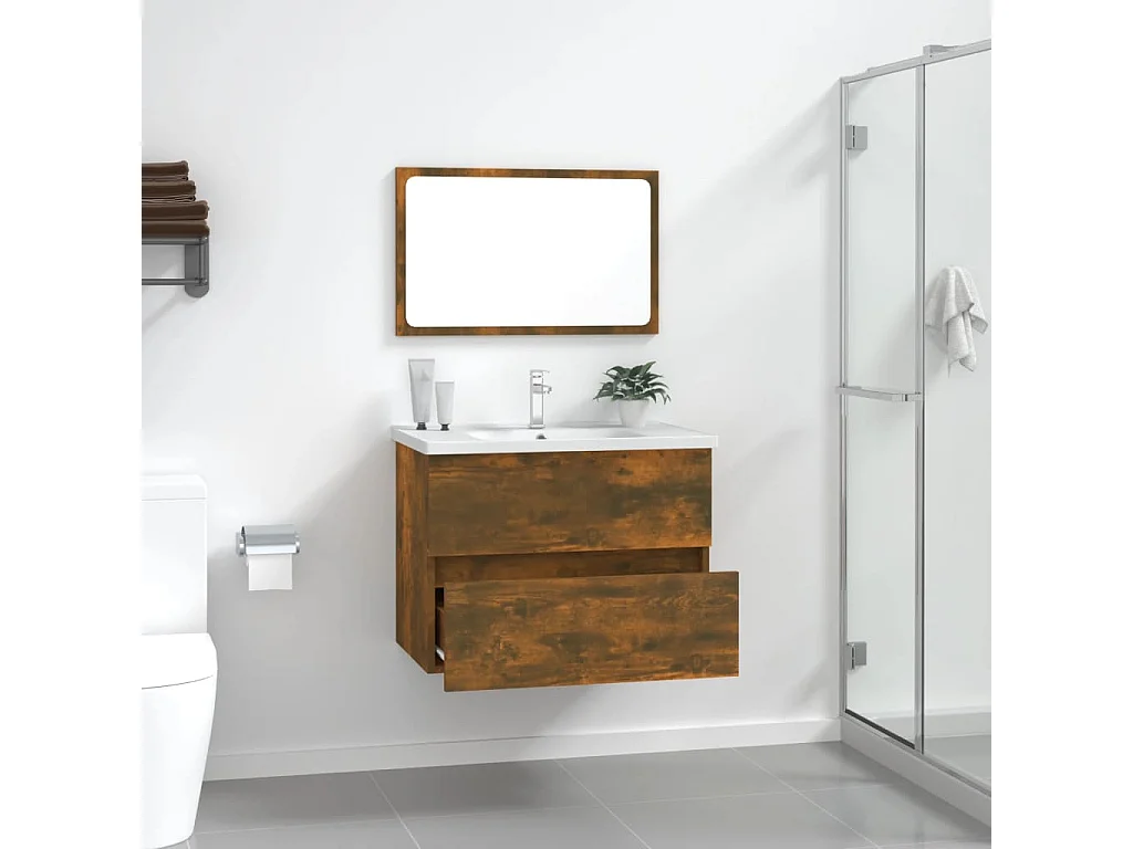 Ensemble de meubles salle de bain 2 pcs Chêne fumé FR42801