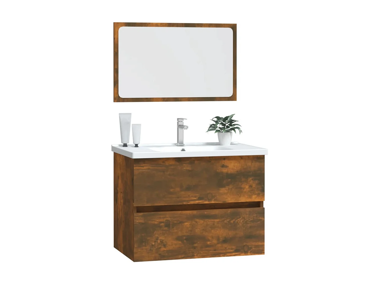 Ensemble de meubles salle de bain 2 pcs Chêne fumé FR42801