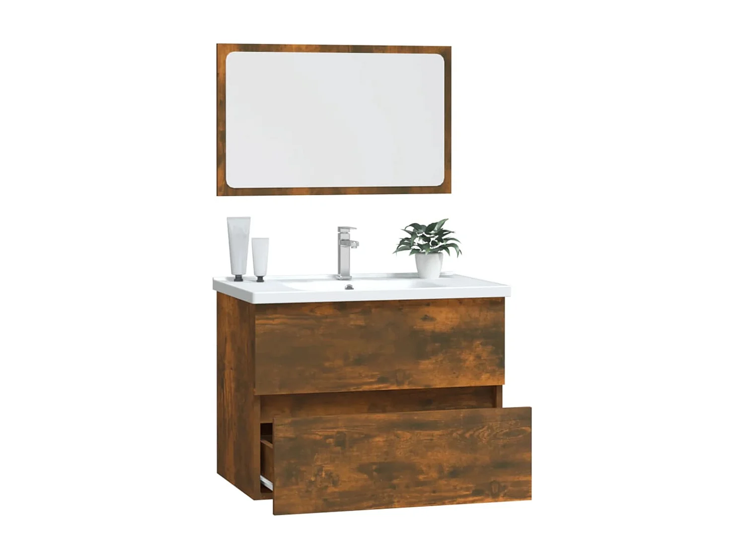 Ensemble de meubles salle de bain 2 pcs Chêne fumé FR42801