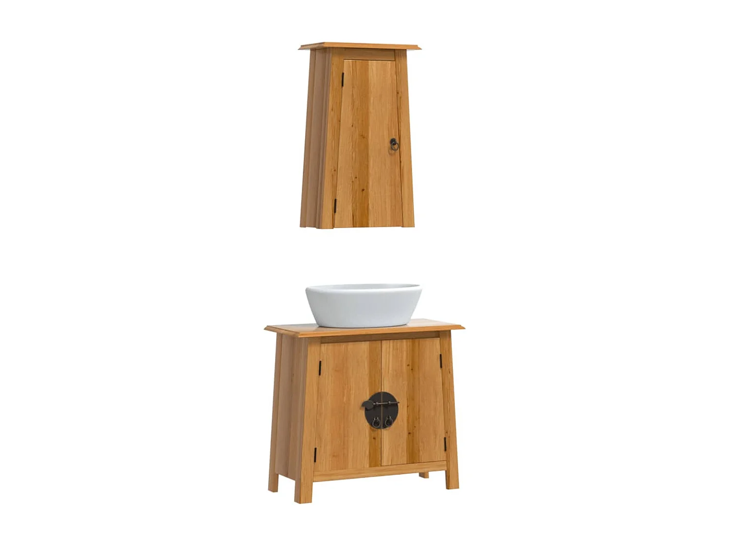 Ensemble de meubles salle de bain 2 pcs bois de pin massif FR96049
