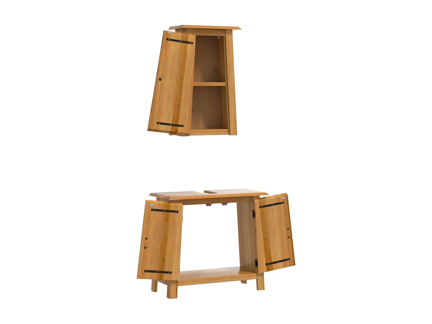 Ensemble de meubles salle de bain 2 pcs bois de pin massif FR96049