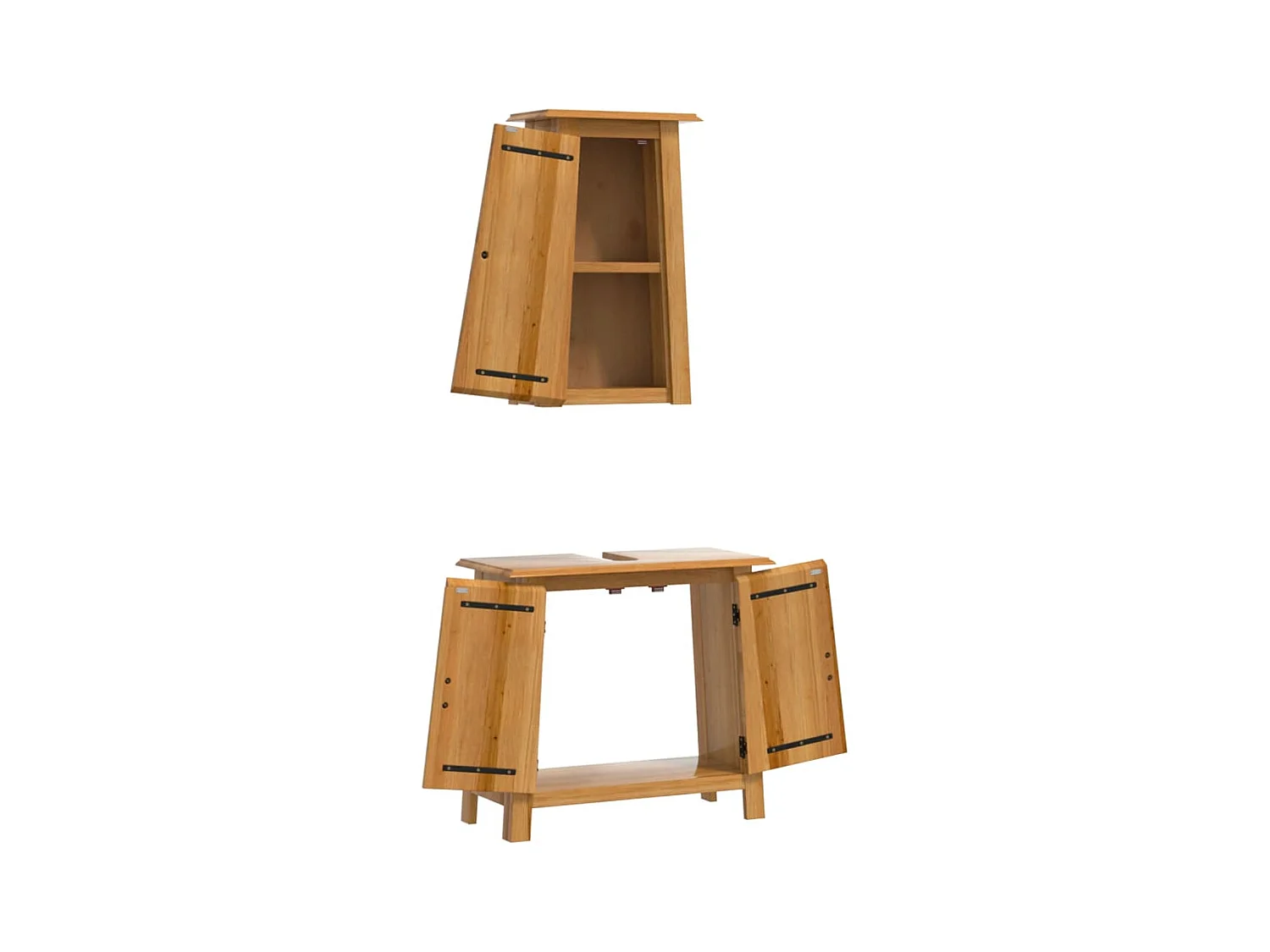 Ensemble de meubles salle de bain 2 pcs bois de pin massif FR96049