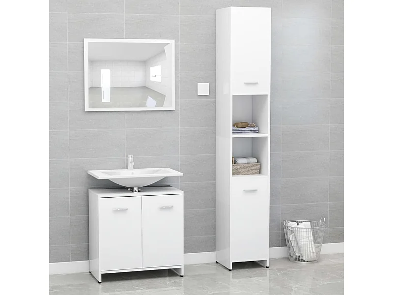 Ensemble de meubles de bain 3 pcs Blanc Bois d'ingénierie FR99865