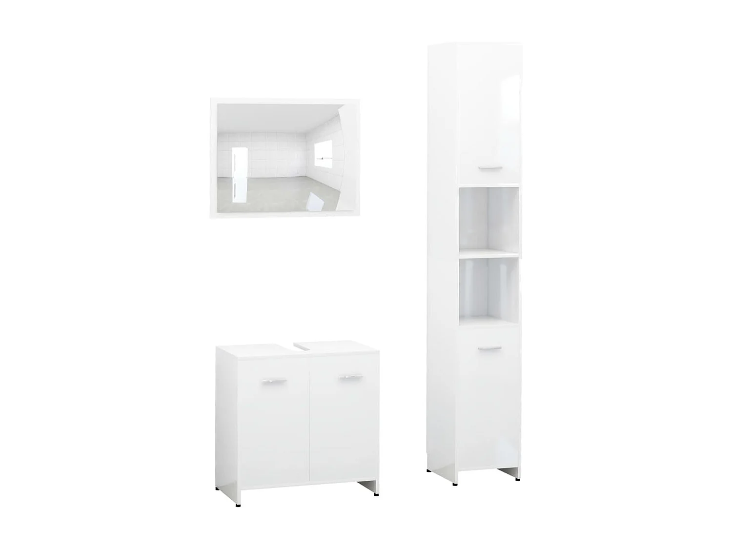 Ensemble de meubles de bain 3 pcs Blanc Bois d'ingénierie FR99865