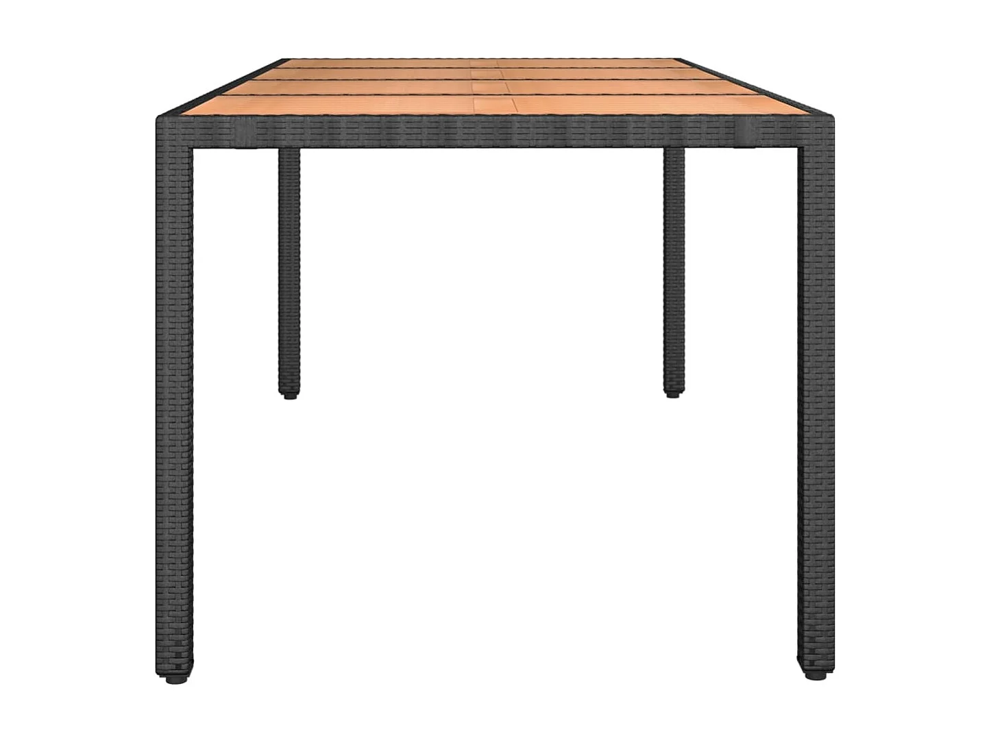 Table de jardin plateau en bois Noir Résine tressée bois massif FR621065