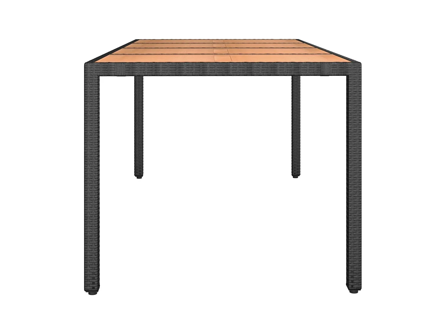 Table de jardin plateau en bois Noir Résine tressée bois massif FR621065