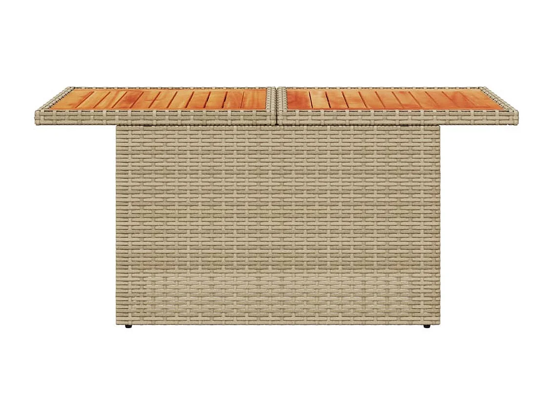 Mesa de jardim 100x55x73 cm vime PE e madeira de acácia bege PT754310