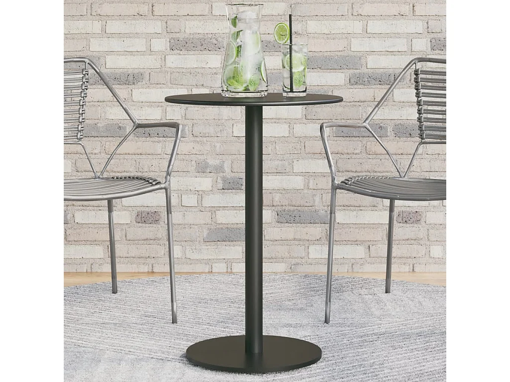 Table de jardin ronde noir Ø50x72 cm acier FR243468