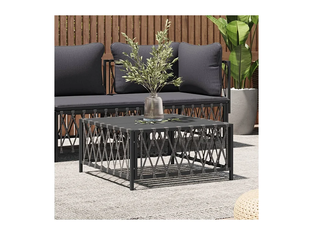 Table de jardin anthracite 70x70x34 cm tissu tissé FR983828